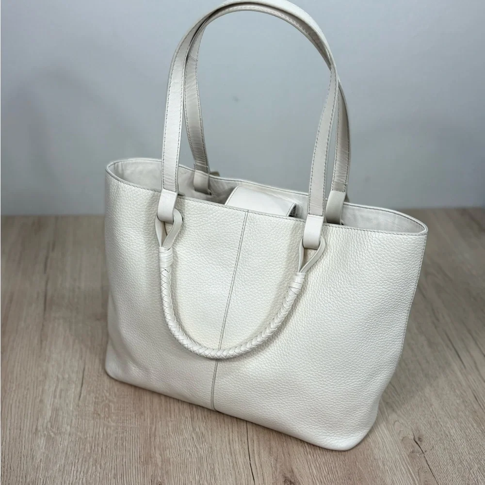 Vince Camuto Leather Creamy White Slone Tote Bag Purse